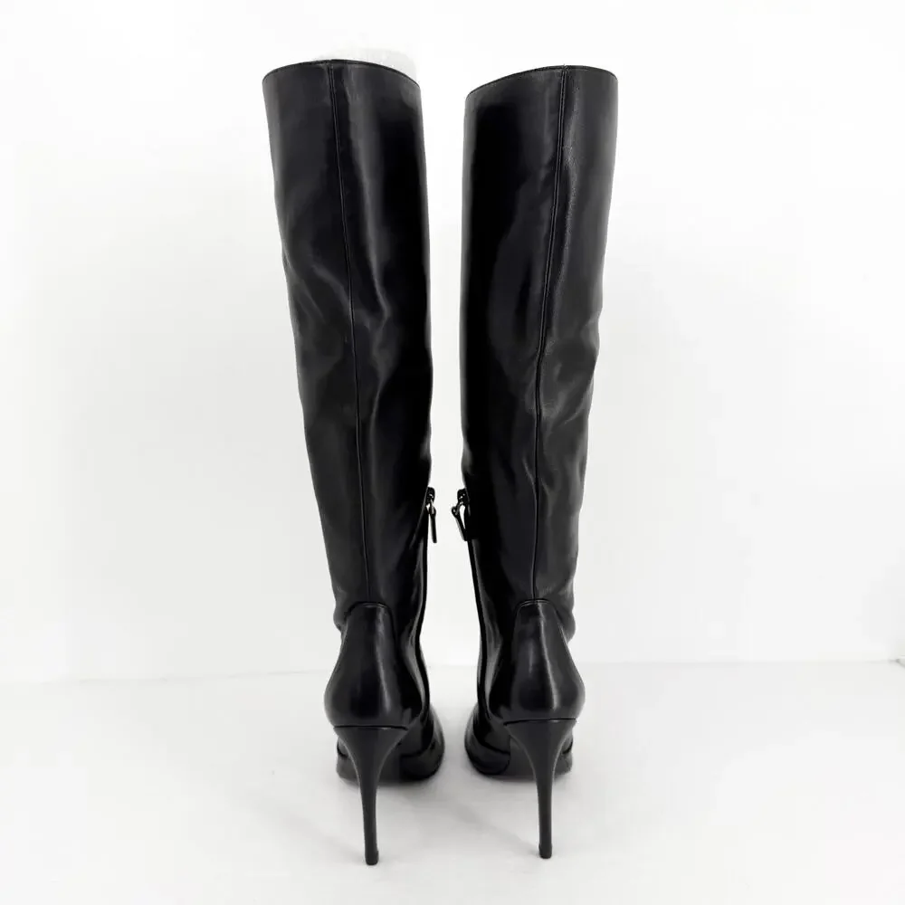 Stuart Weitzman Womens Luxecurve 100 Slouch Boots US 9B Black Leather NWOB